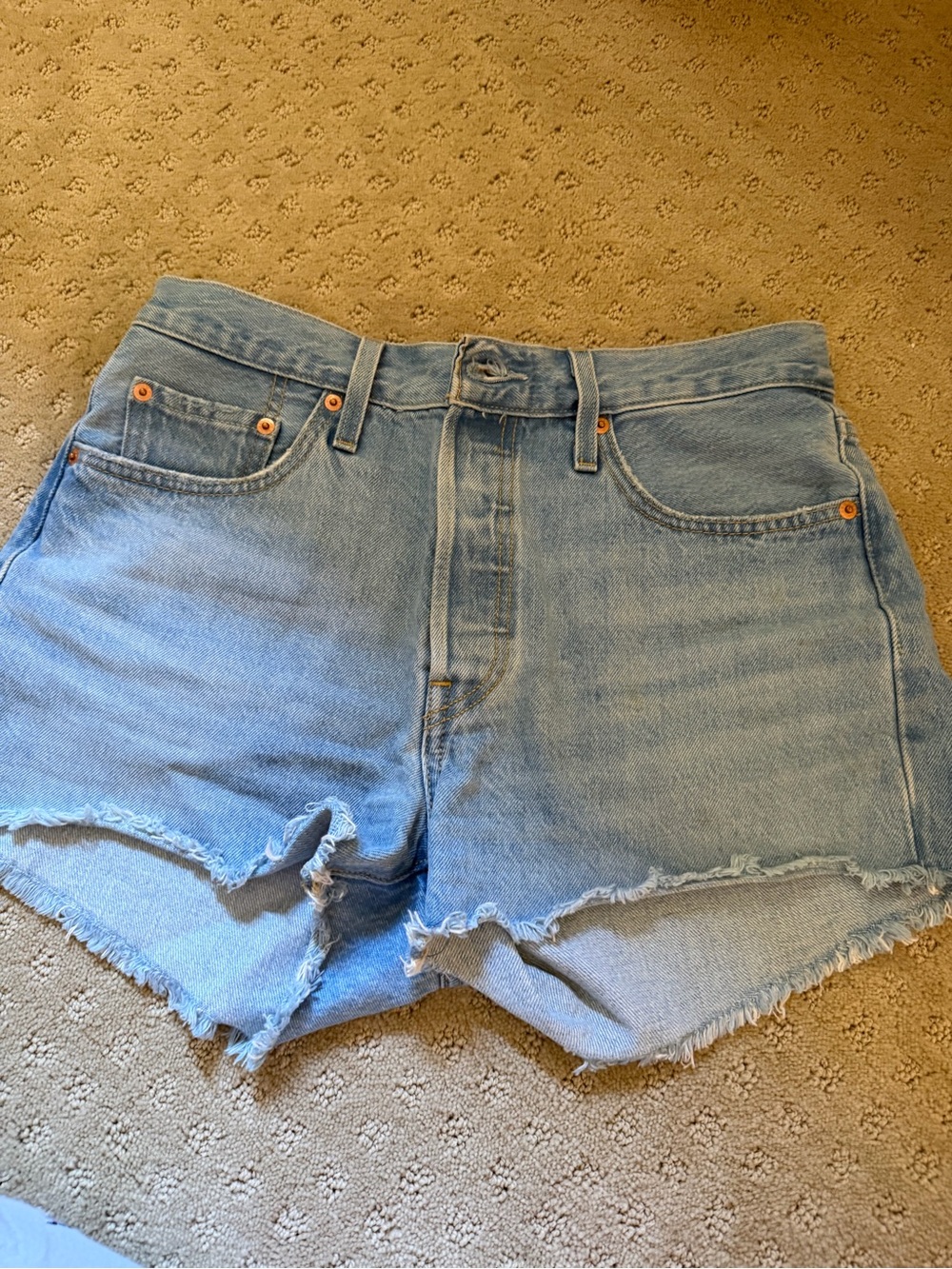 Levi's Light Blue Denim Cutoff Shorts with Frayed Hem